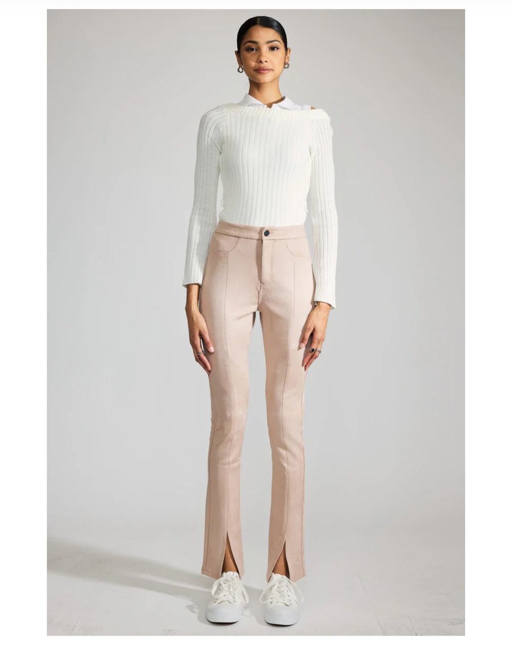 KanCan Premiere Peach High Rise Slit Hem Skinny Pants NWT